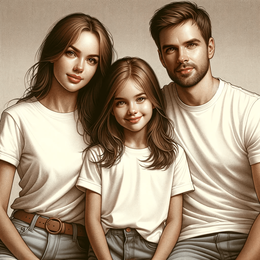 фотосессия джинсы и белая футболка семья